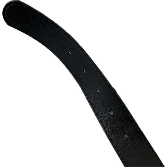 Vintage Black Velvet Belt Pearl Buckle Genuine Leather Y2K Coquette Preppy M - Picture 6 of 6